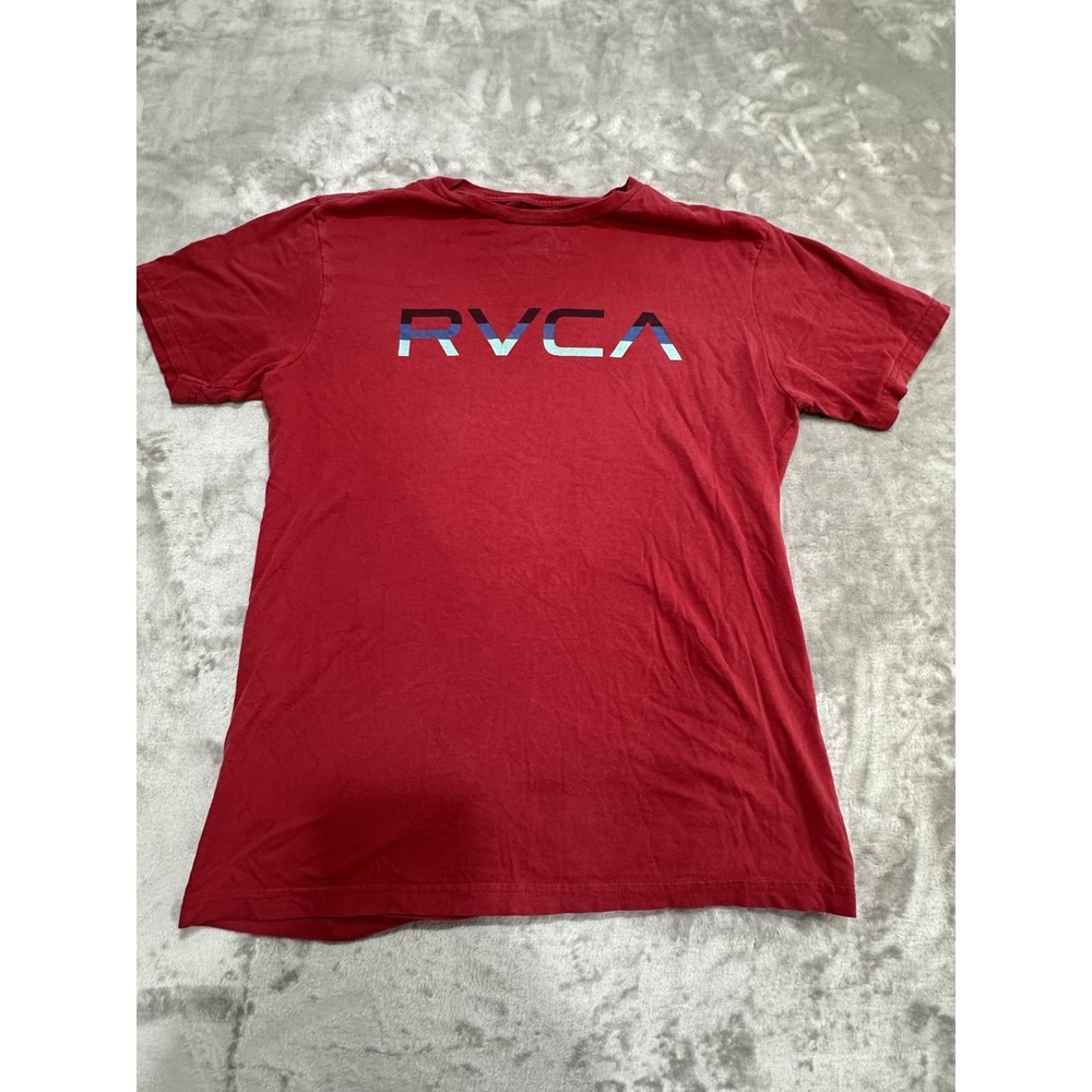 RVCA T Shirt Men's Size Small Red Chest Logo Short Sleeve Crew Neck See Flaws